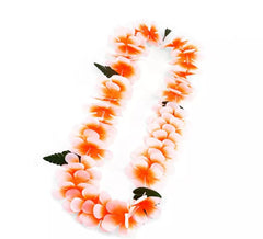 Collana Hawaii arancione e bianca 55 cm