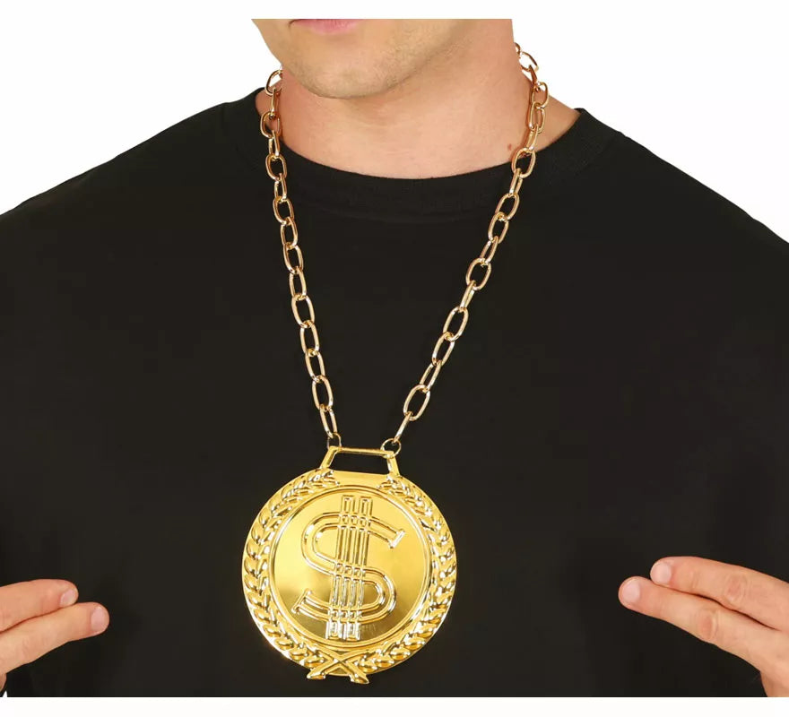 Translation missing: it.Collar Medallón de Dollar metálico de 11 cm