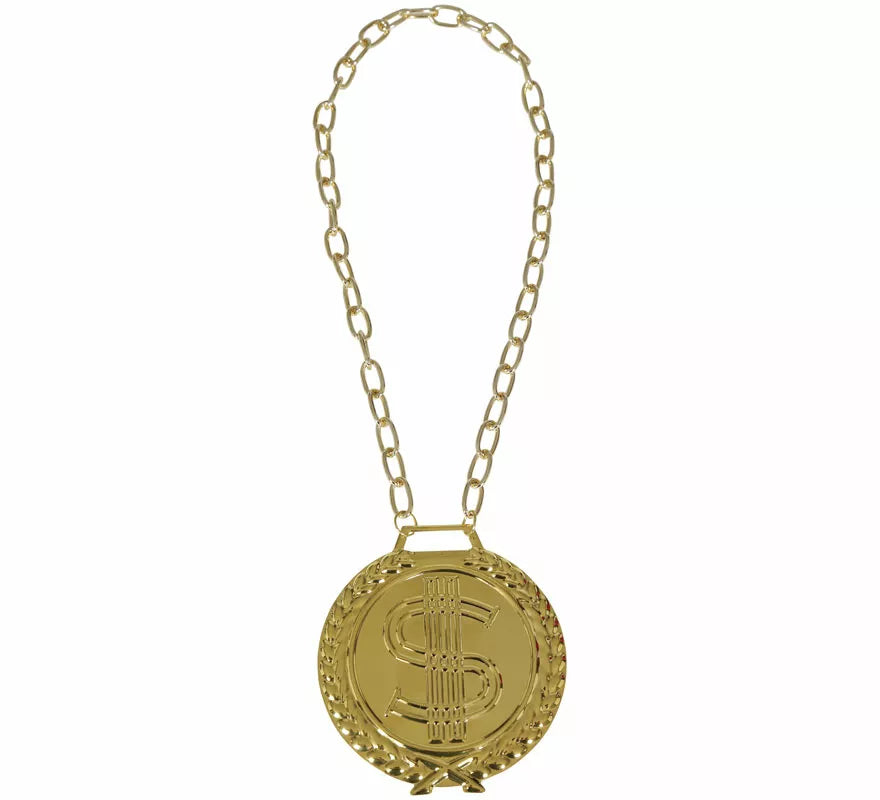 Collar Medallón de Dollar metálico de 11 cm