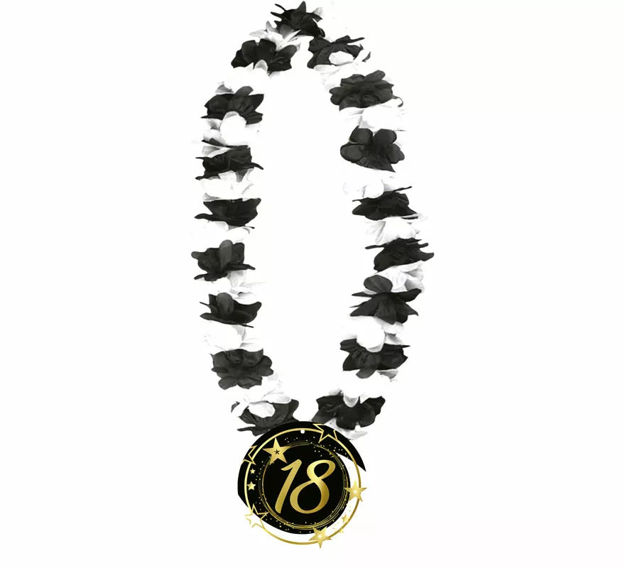 Collar Negro y Blanco de 18 Años Cumpleaños y Aniversarios