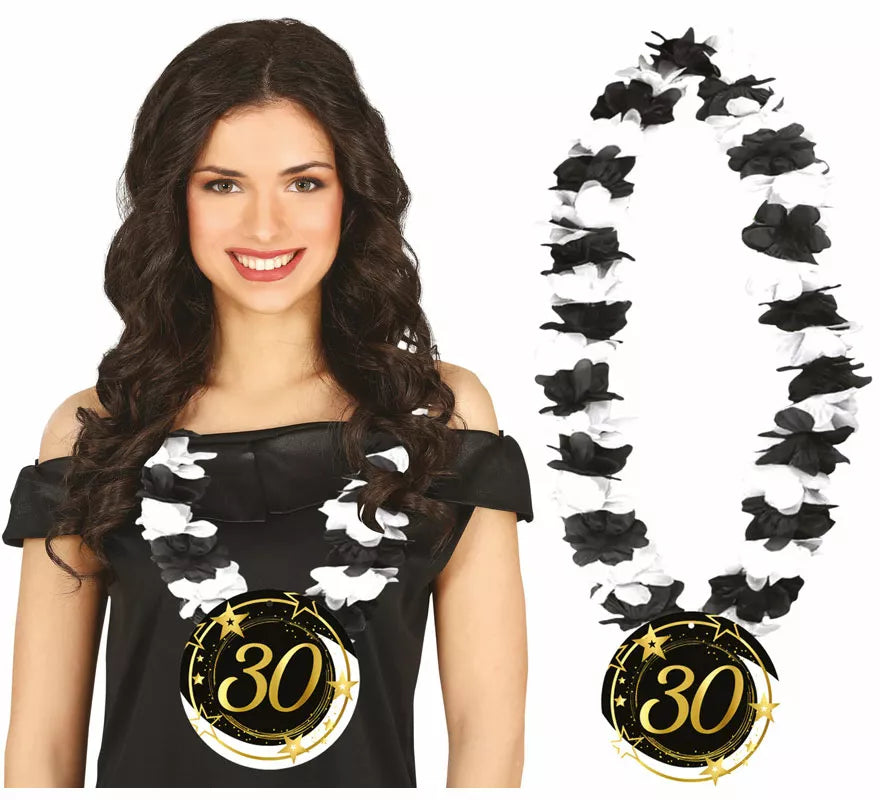 Translation missing: es.Collar Negro y Blanco de 30 Años Cumpleaños y Aniversarios