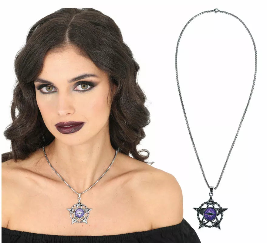 Translation missing: it.Collar Ojo Demonio Morado Metal, 5 cm