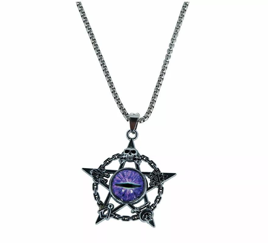 Translation missing: it.Collar Ojo Demonio Morado Metal, 5 cm