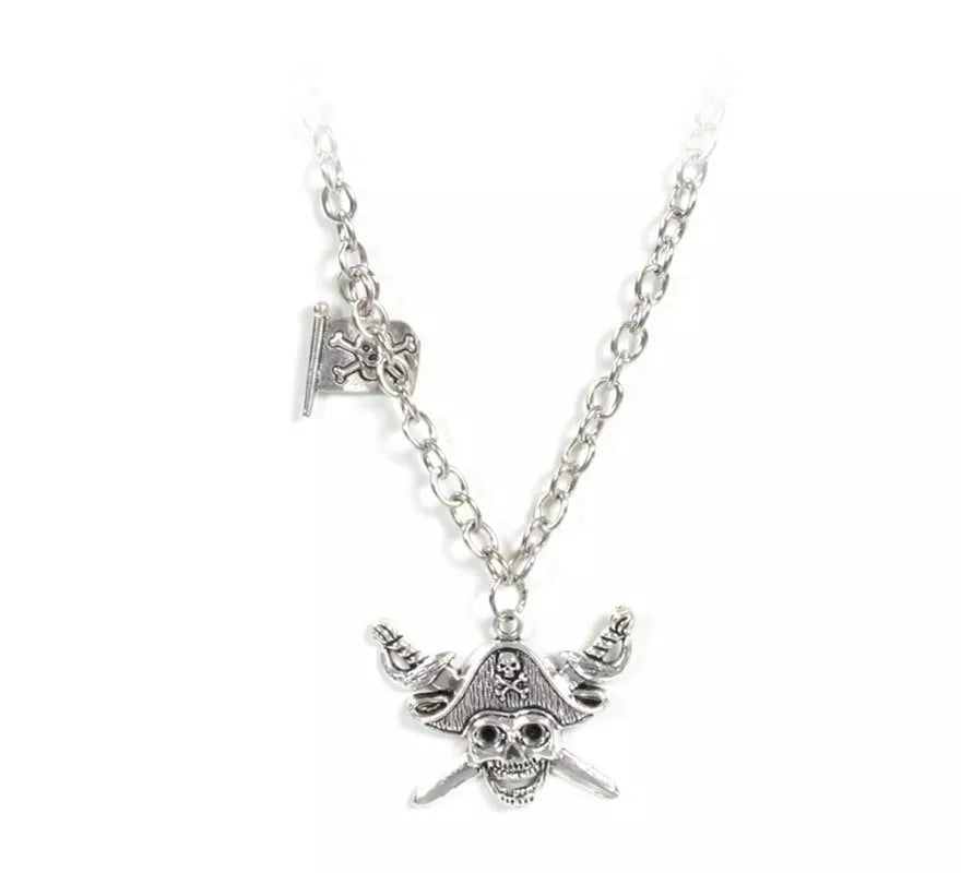 Translation missing: it.Collar Pirata plateado con calavera