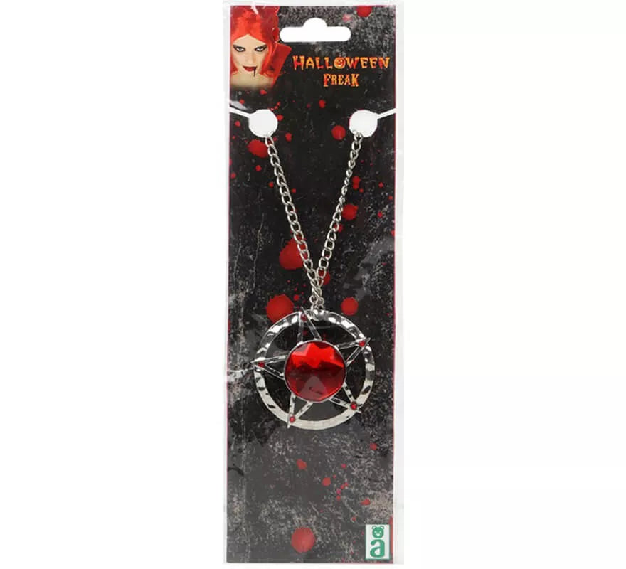 Translation missing: es.Collar Plateado con Rubí 43 cm