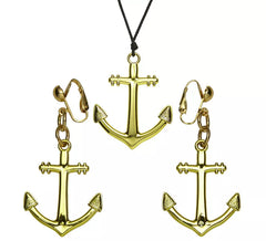 Collana e orecchini con ancora d'oro