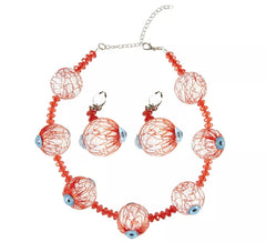 Collana e orecchini con occhi di Halloween