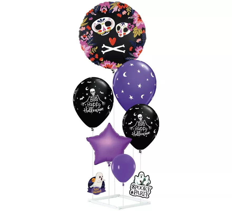 Translation missing: it.Columna de Globos lila y negro 9 Piezas