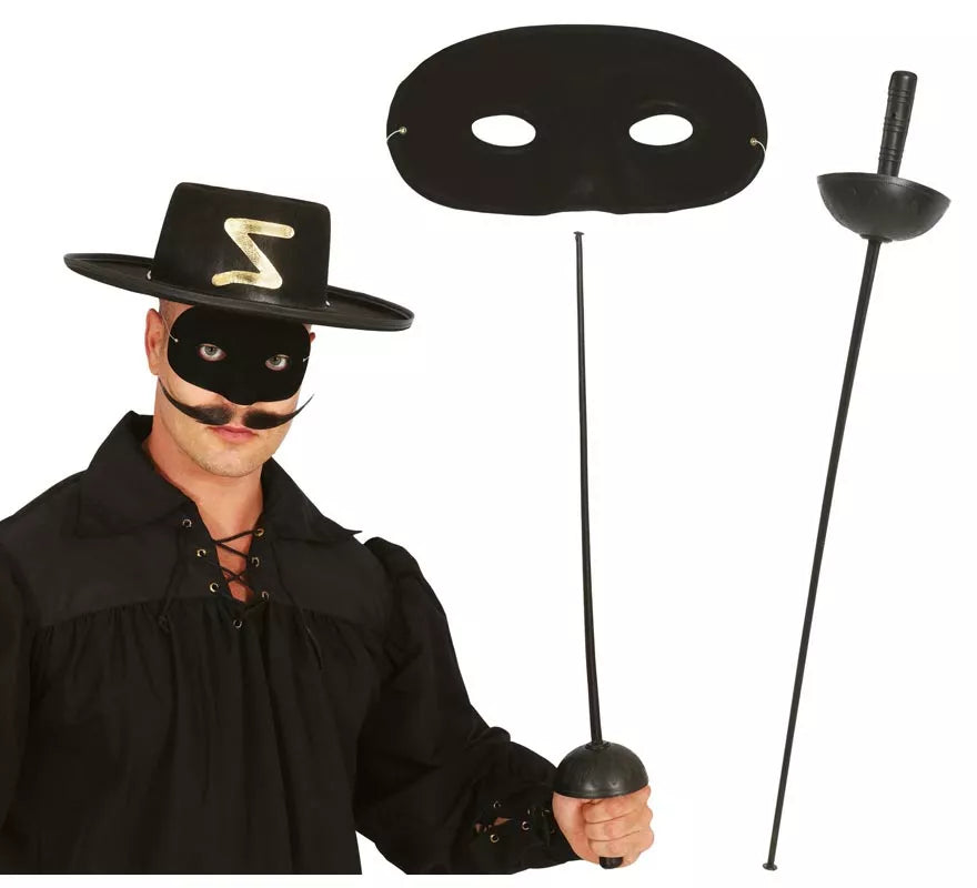 Translation missing: it.Conjunto antifaz y florete 63 cm. de heroe enmascarado