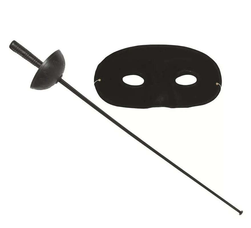 Translation missing: it.Conjunto antifaz y florete 63 cm. de heroe enmascarado