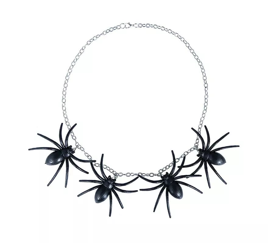 Conjunto de Collar y Pendientes de Arañas negras