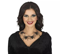Set collana e orecchini con ragno nero