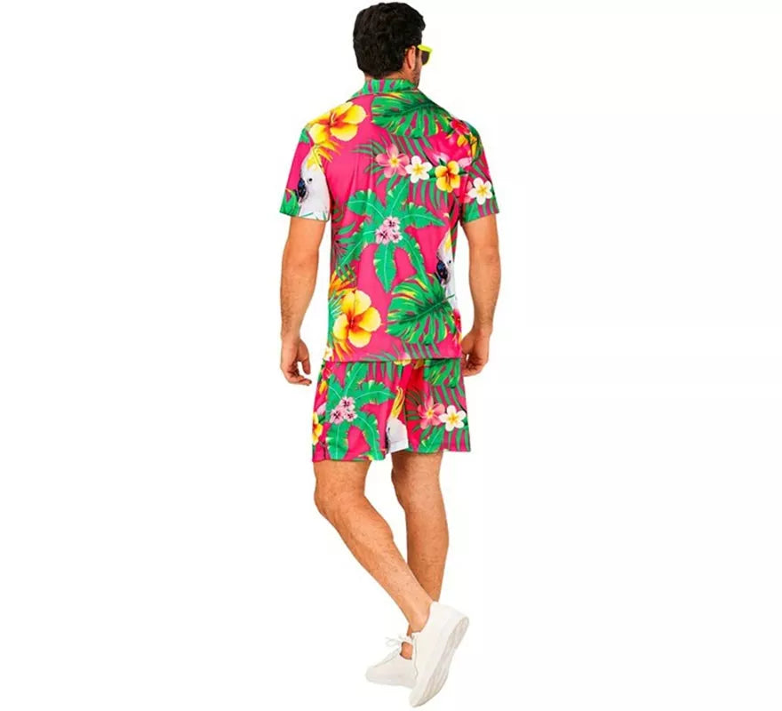 Translation missing: it.Conjunto de Verano con Estampado Cacatúa: Camisa y Shorts para hombre