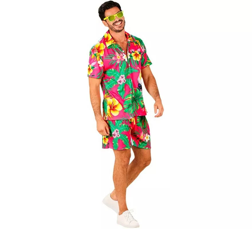 Translation missing: it.Conjunto de Verano con Estampado Cacatúa: Camisa y Shorts para hombre