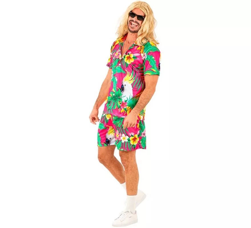 Translation missing: it.Conjunto de Verano con Estampado Cacatúa: Camisa y Shorts para hombre
