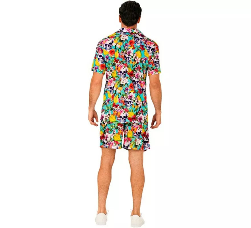 Translation missing: it.Conjunto de Verano con Estampado de Calaveras: Camisa y Shorts para hombre