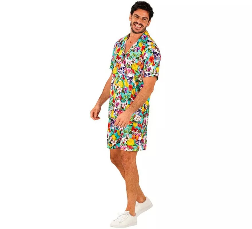 Conjunto de Verano con Estampado de Calaveras: Camisa y Shorts para hombre