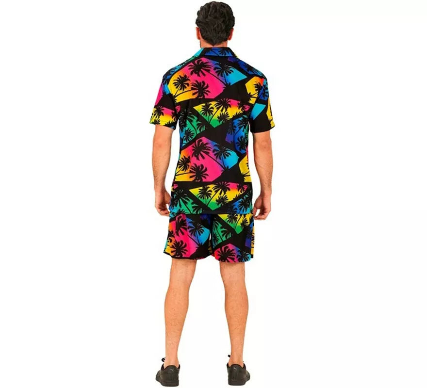 Translation missing: it.Conjunto de Verano con Estampado de Palmeras: Camisa y Shorts para hombre