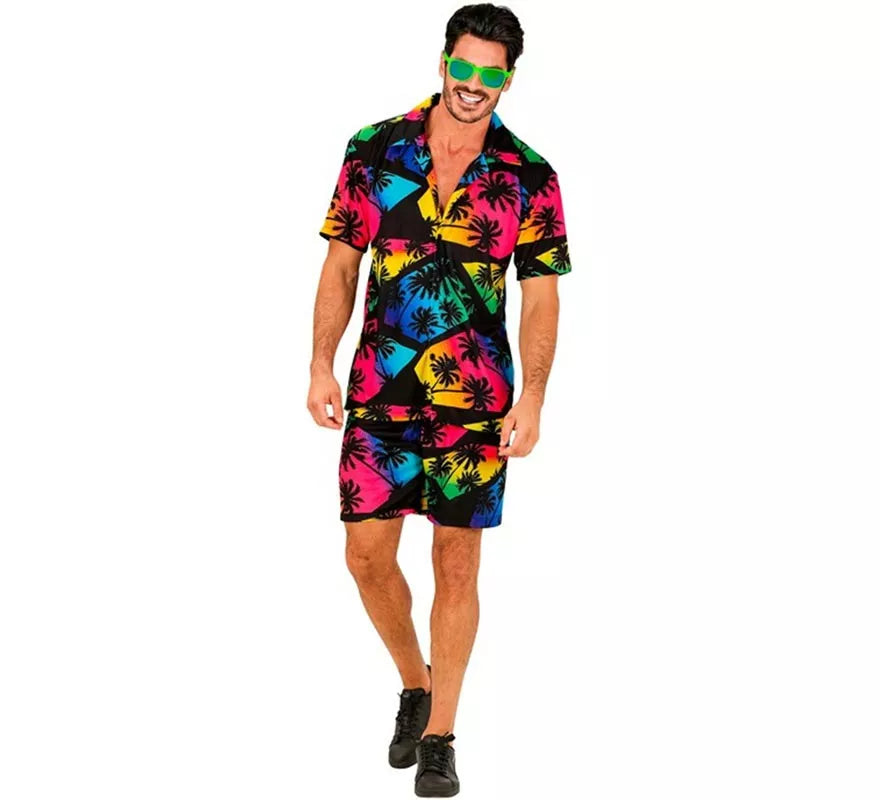 Translation missing: it.Conjunto de Verano con Estampado de Palmeras: Camisa y Shorts para hombre