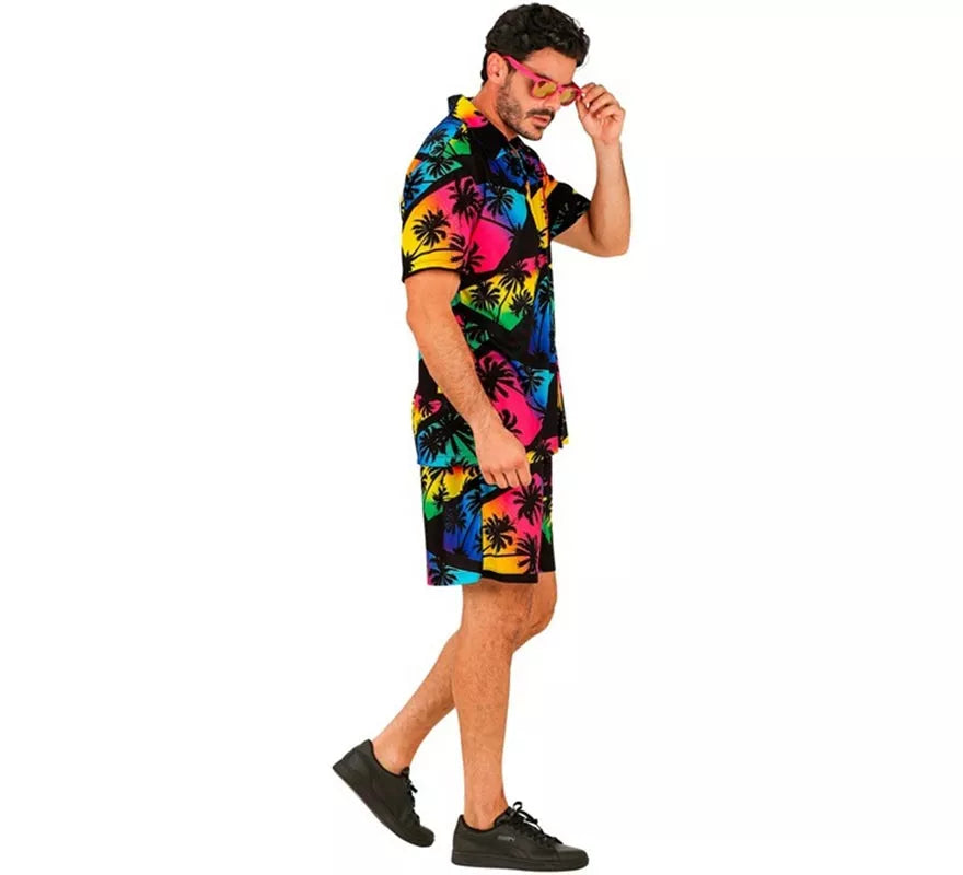 Translation missing: it.Conjunto de Verano con Estampado de Palmeras: Camisa y Shorts para hombre