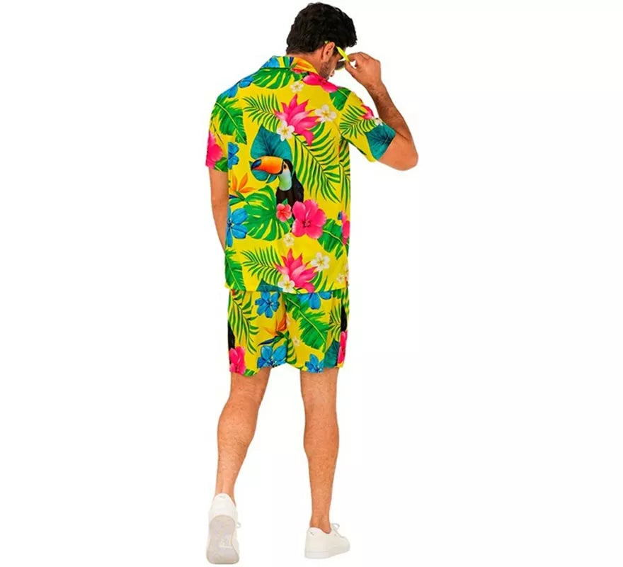Translation missing: it.Conjunto de Verano con Estampado de Tucán: Camisa y Shorts para hombre