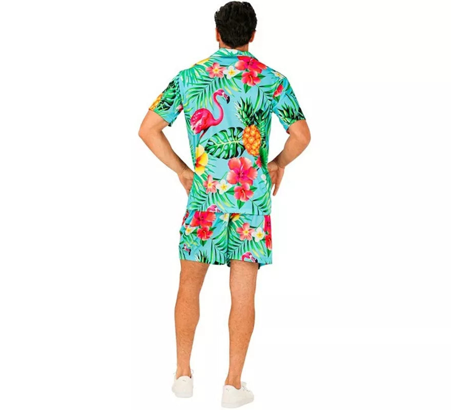 Conjunto de Verano con Estampado Tropical: Camisa y Shorts para hombre