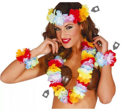 Set hawaiano di nastro, collana e polsini