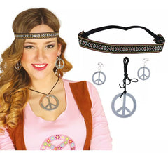 Set hippy di orecchini, collana e nastro