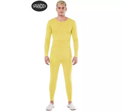 Body in spandex in 2 pezzi di colore giallo per uomo