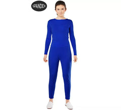 Body in spandex in 2 pezzi di colore blu per donna
