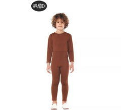 Set di body spandex marrone in 2 pezzi per bambini