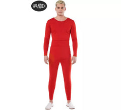 Body in spandex rosso da uomo in 2 pezzi