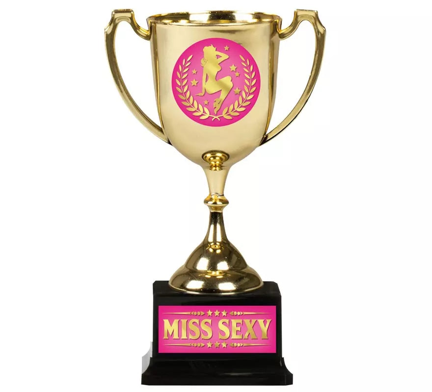 Copa Miss Sexy dorado y fucsia 18 cm