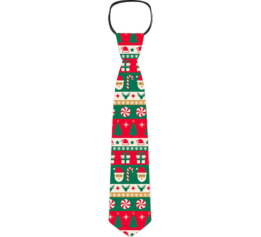 Corbata Bastón de Caramelo rojo y verde de 45 cm