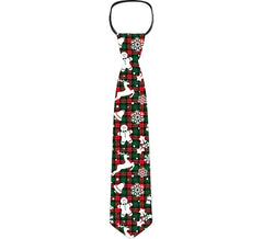 Corbata con figuras Navideñas verde y rojo a cuadros de 45 cm