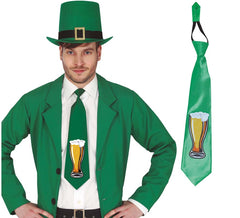 Corbata Verde con estampado de Cerveza de San Patricio