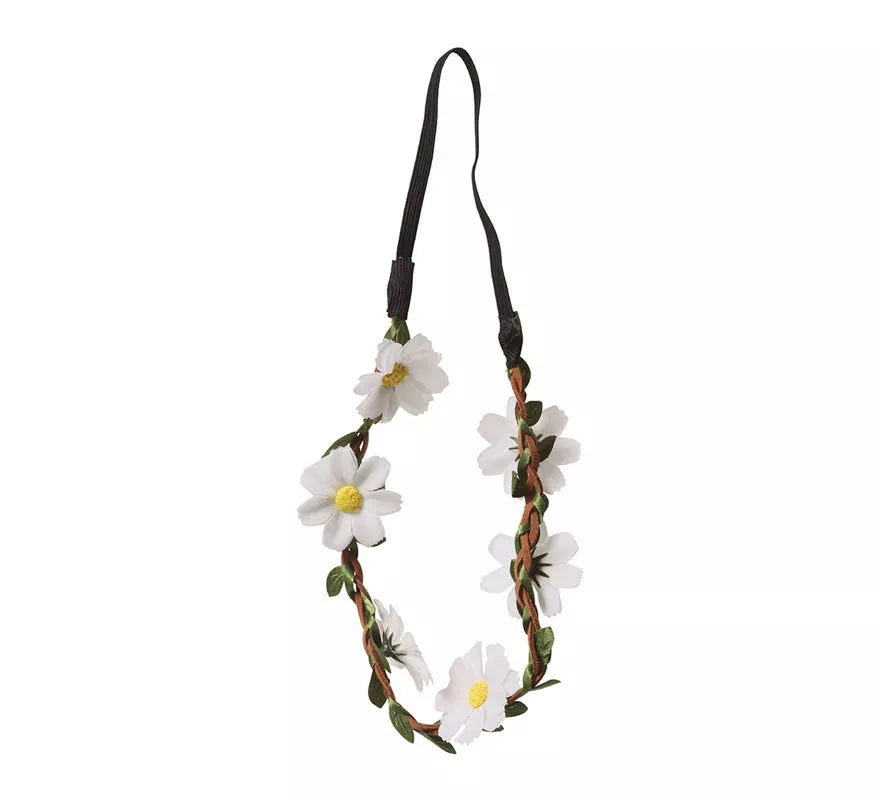 Corona con flores blancas