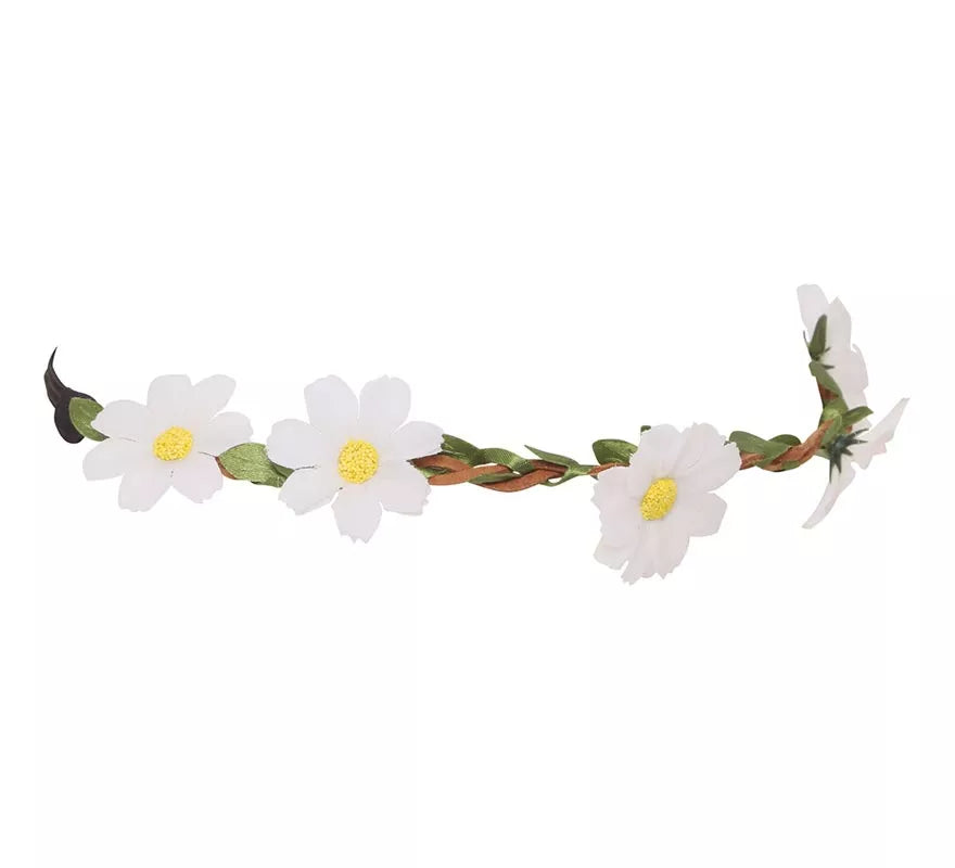 Corona con flores blancas