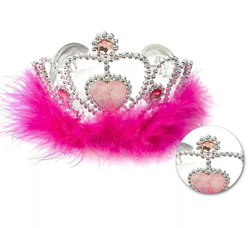 Translation missing: es.Corona Corazón fucsia con plumas