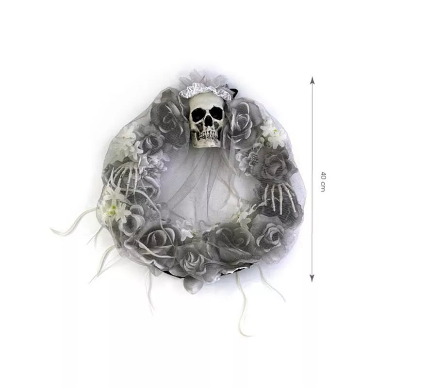 Translation missing: it.Corona de Flores grises y Calavera de 43x40 cm