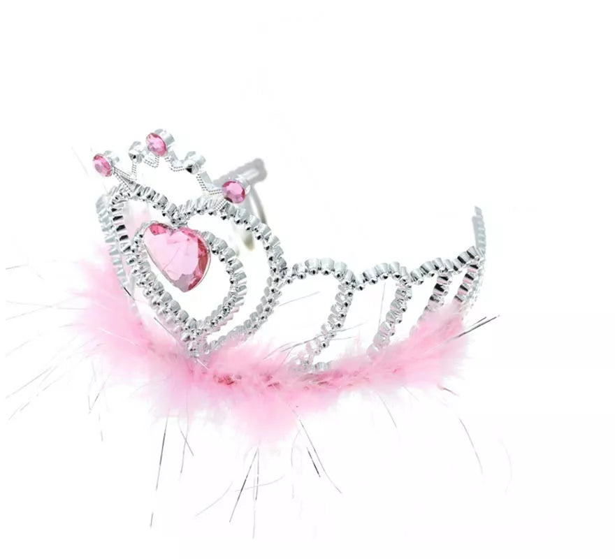 Translation missing: es.Corona Princesa Corazón rosa con plumas