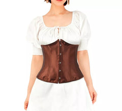 Corsetto in raso marrone per donna