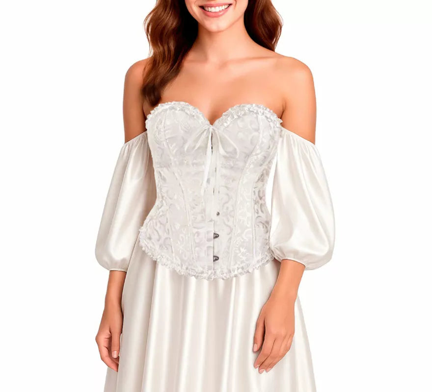 Translation missing: it.Corset Jacquard blanco con Lazo para mujer