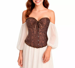 Corset Jacquard marrón con Lazo para mujer
