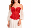 Corset Jacquard rojo con Lazo para mujer