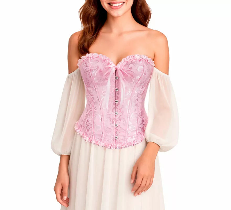 Translation missing: it.Corset Jacquard rosa con Lazo para mujer