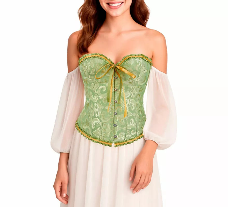 Translation missing: it.Corset Jacquard verde con Lazo para mujer