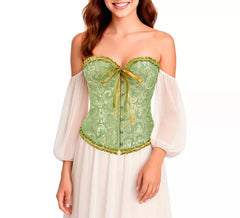 Corsetto da donna in jacquard verde con fiocco