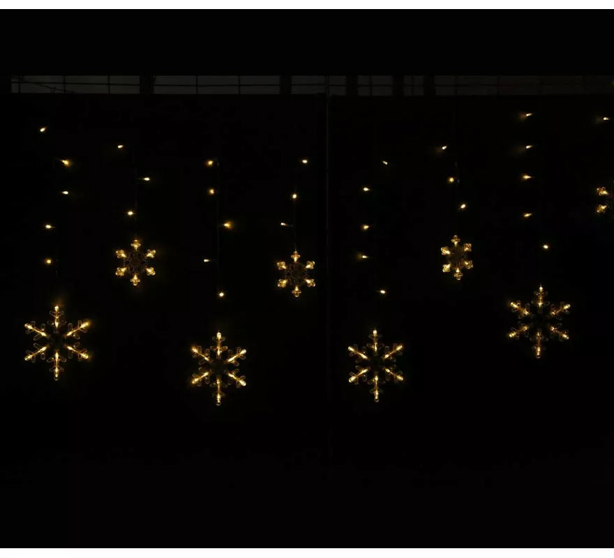 Translation missing: it.Cortina de 12 Copos de Nieve cálido con 138 Led