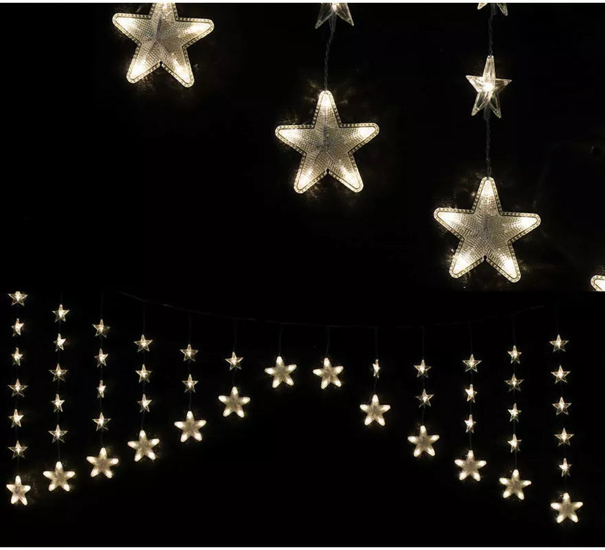 Translation missing: es.Cortina Estrellas 136 Led Blanco Cálido 150 x